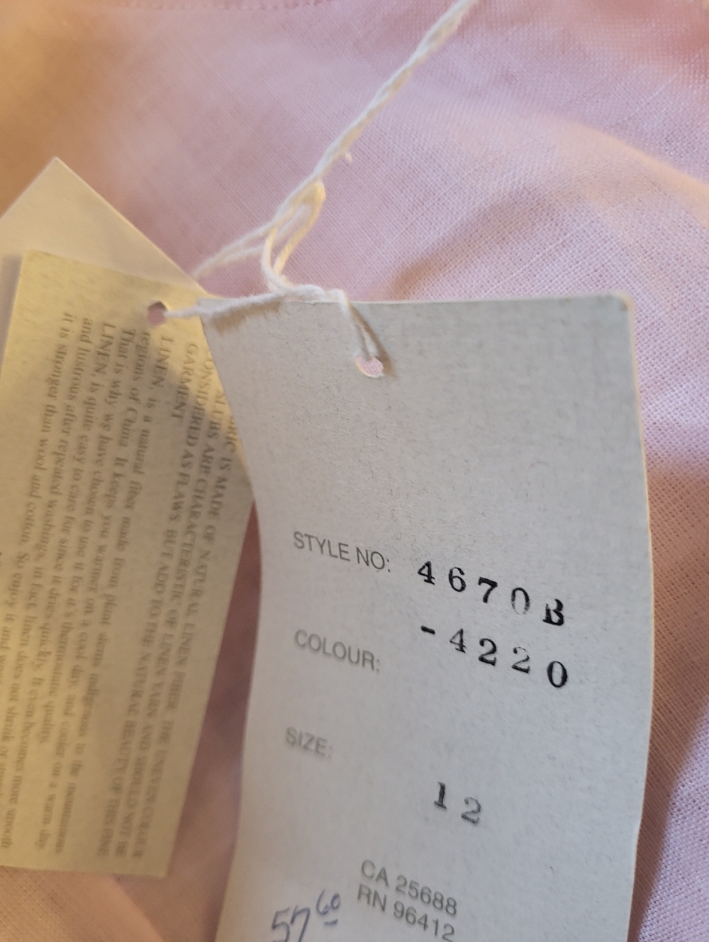 J Song Pale Pink Linen Short Sleeve Blouse NWT - Picture 11 of 12